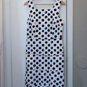 Talbots polka-dot navy tiered dress size 4